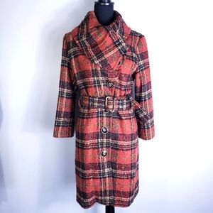 LATTE BY COFFEE SHOP winter plaid wool coat Small